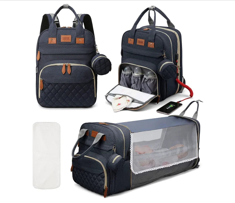 Multifunctional diaper bag backpack