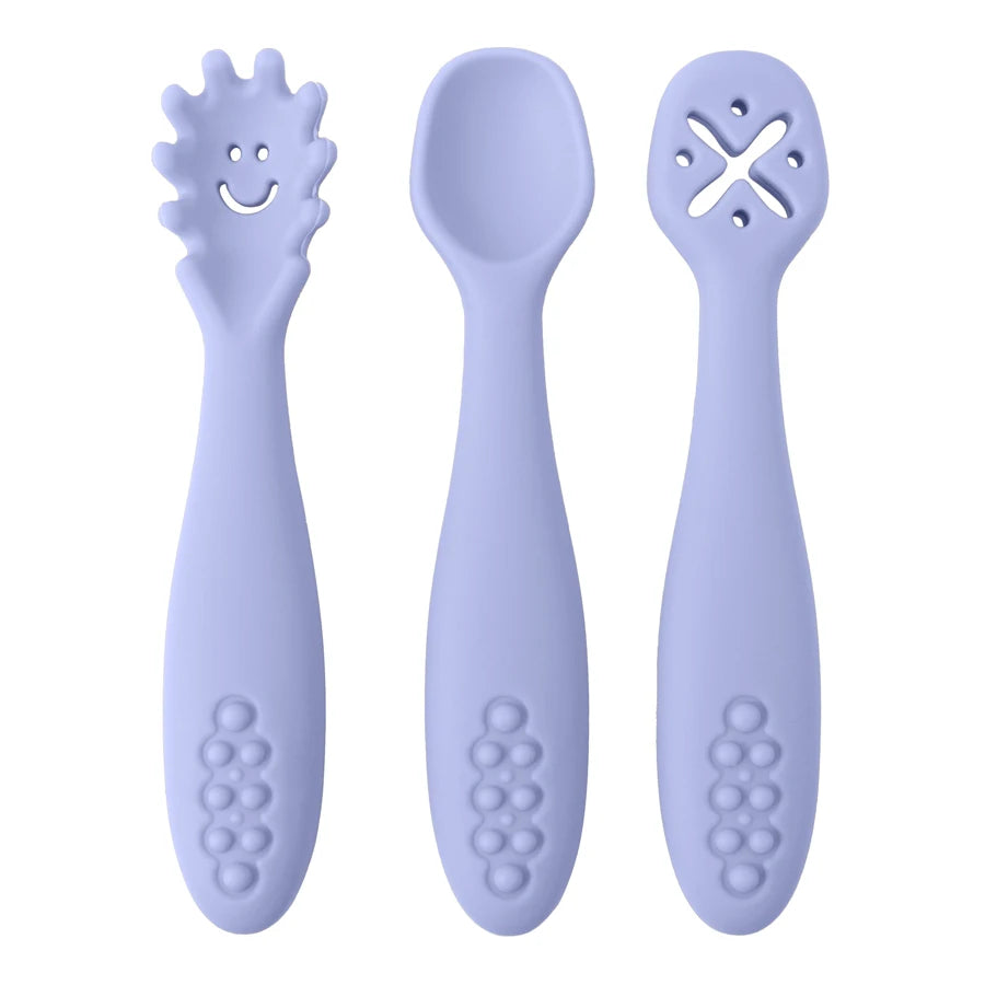 Silicone Baby Learning Spoons Feeding Utensils Set