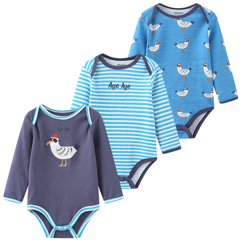 Long-Sleeve Cartoon Cotton Bodysuits