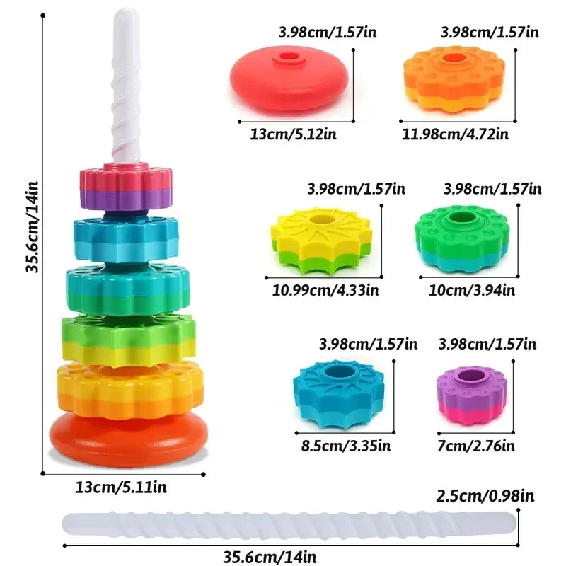 Colorful Stacking Rainbow Tower Puzzle Toy