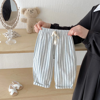 Striped Linen Cotton Harem Pants