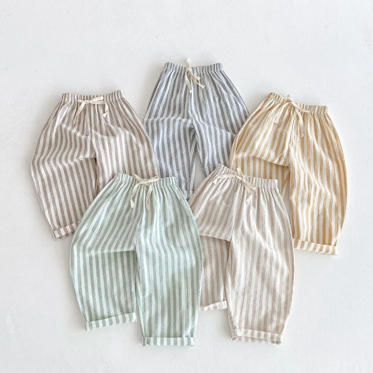 Striped Linen Cotton Harem Pants