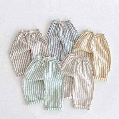 Striped Linen Cotton Harem Pants