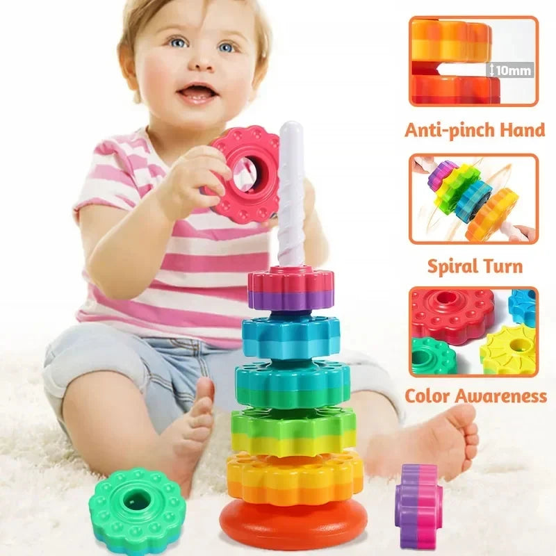 Colorful Stacking Rainbow Tower Puzzle Toy