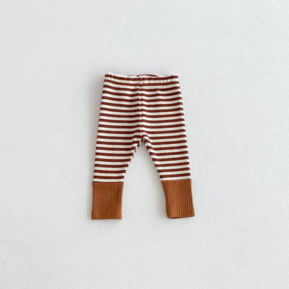 Cotton Spliced Striped Pants