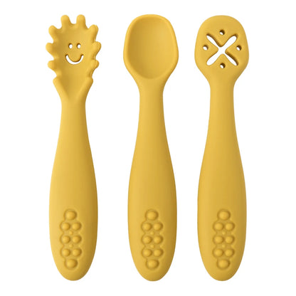 Silicone Baby Learning Spoons Feeding Utensils Set