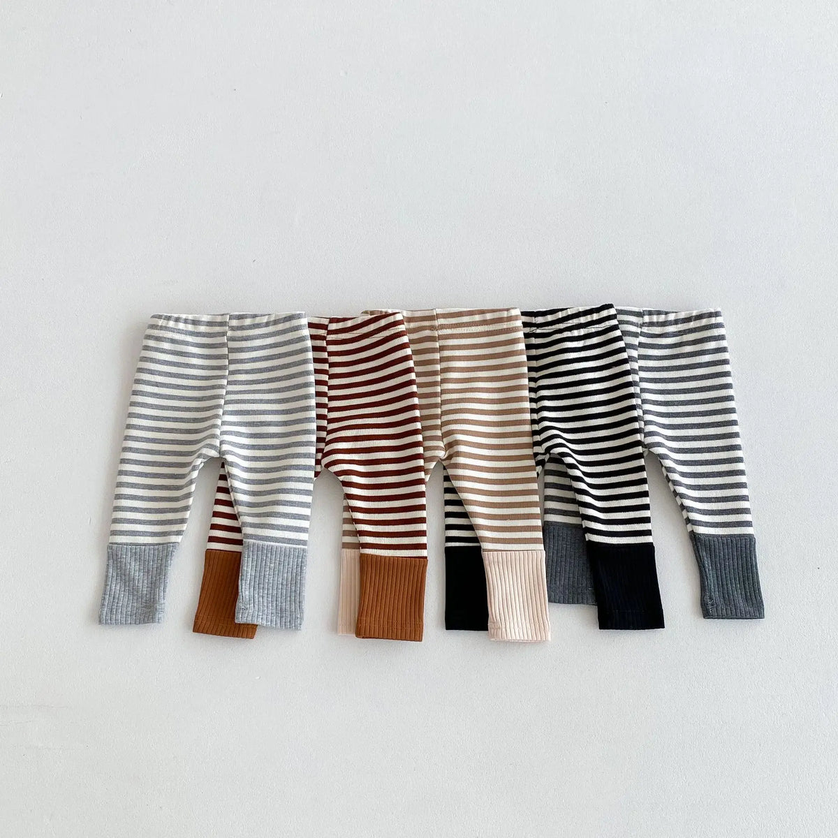 Cotton Spliced Striped Pants