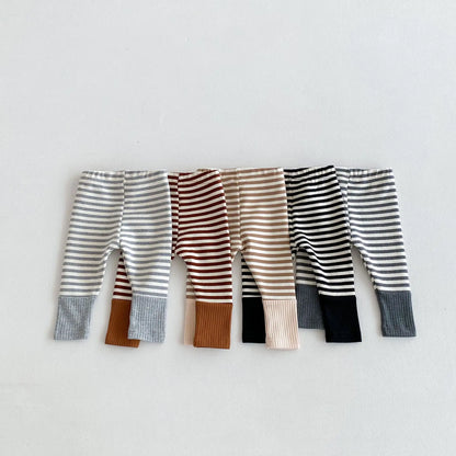 Cotton Spliced Striped Pants
