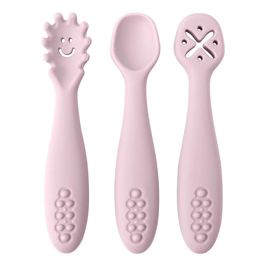 Silicone Baby Learning Spoons Feeding Utensils Set