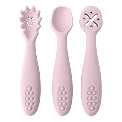 Silicone Baby Learning Spoons Feeding Utensils Set