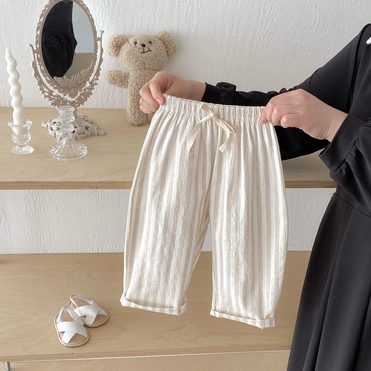 Striped Linen Cotton Harem Pants