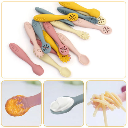Silicone Baby Learning Spoons Feeding Utensils Set