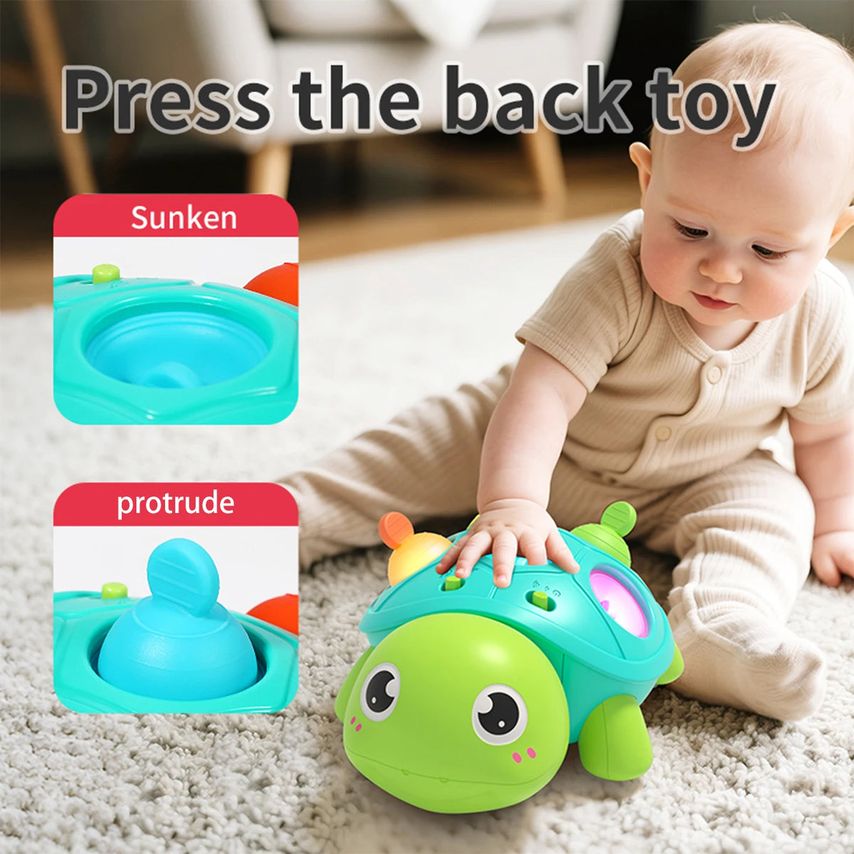 Turtle Crawling Sound Light Toy