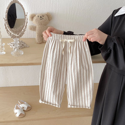 Striped Linen Cotton Harem Pants