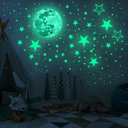 Glow In Dark Moon Stars Wall Stickers