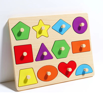 Montessori Wooden Geometry Puzzle Board Toy