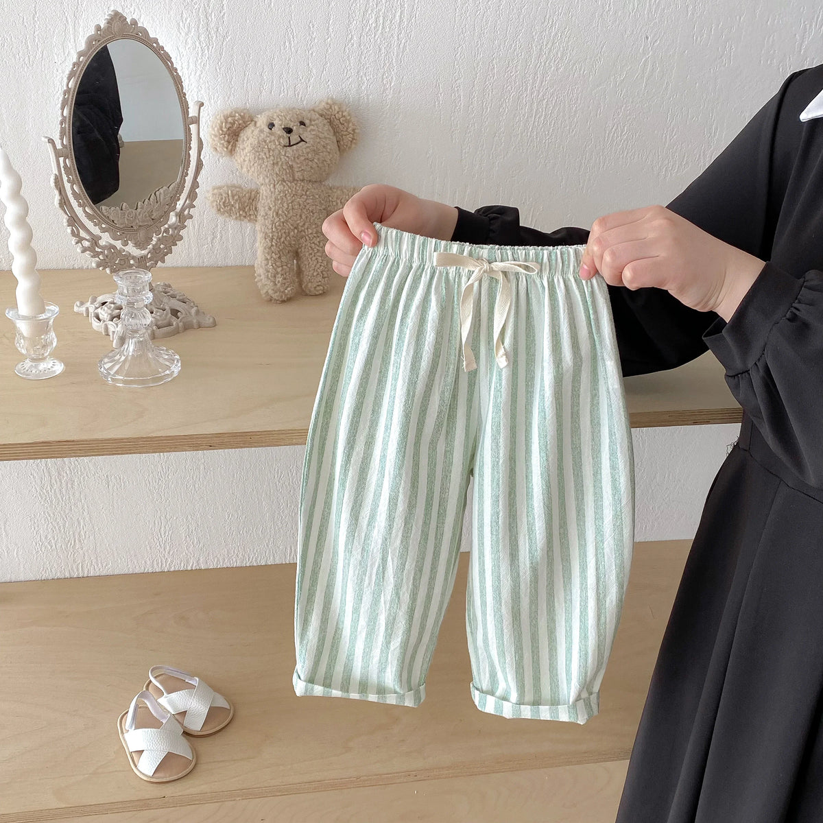 Striped Linen Cotton Harem Pants