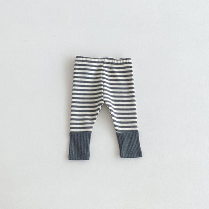 Cotton Spliced Striped Pants