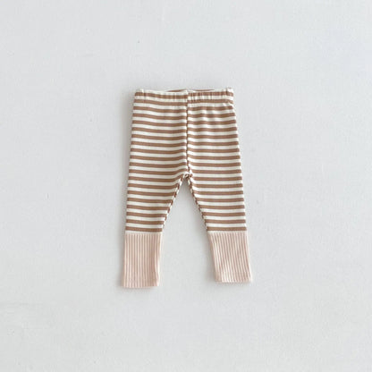 Cotton Spliced Striped Pants