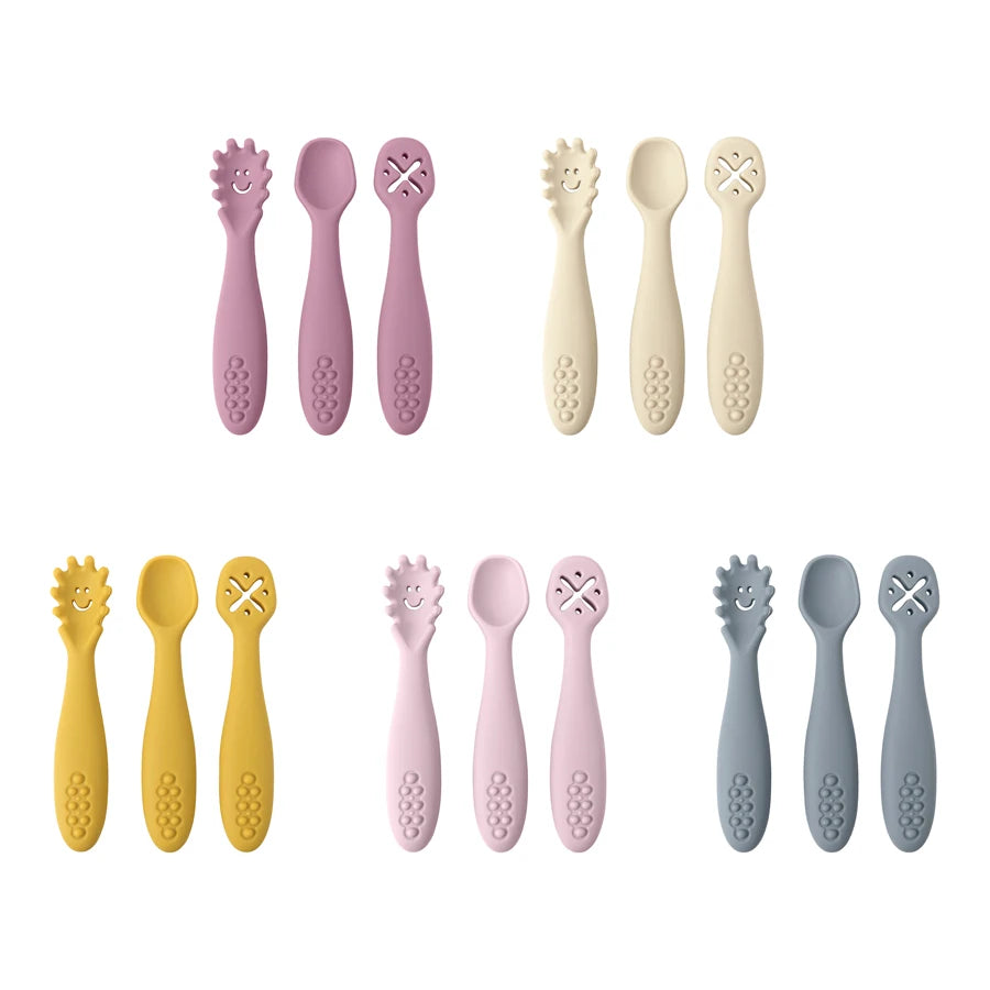 Silicone Baby Learning Spoons Feeding Utensils Set