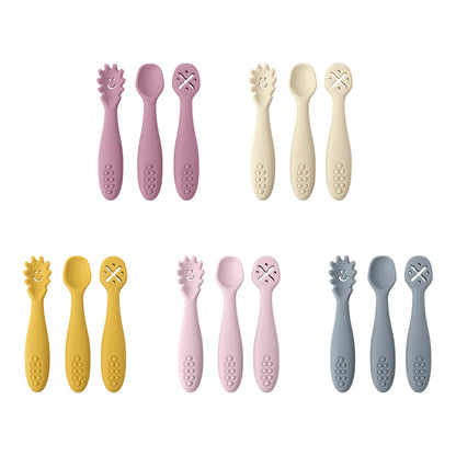 Silicone Baby Learning Spoons Feeding Utensils Set