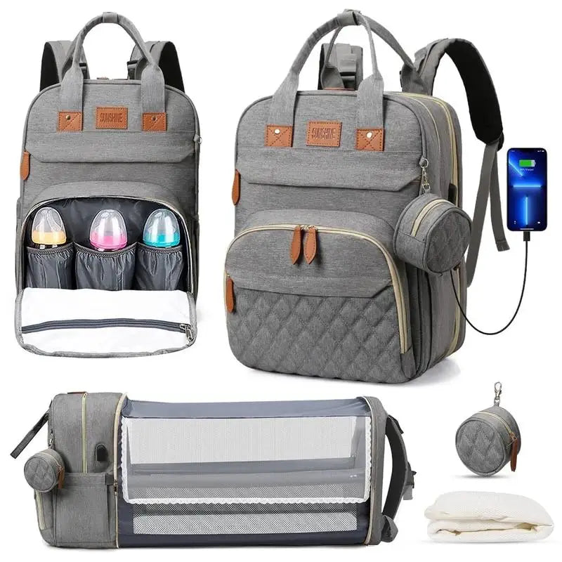 Multifunctional diaper bag backpack