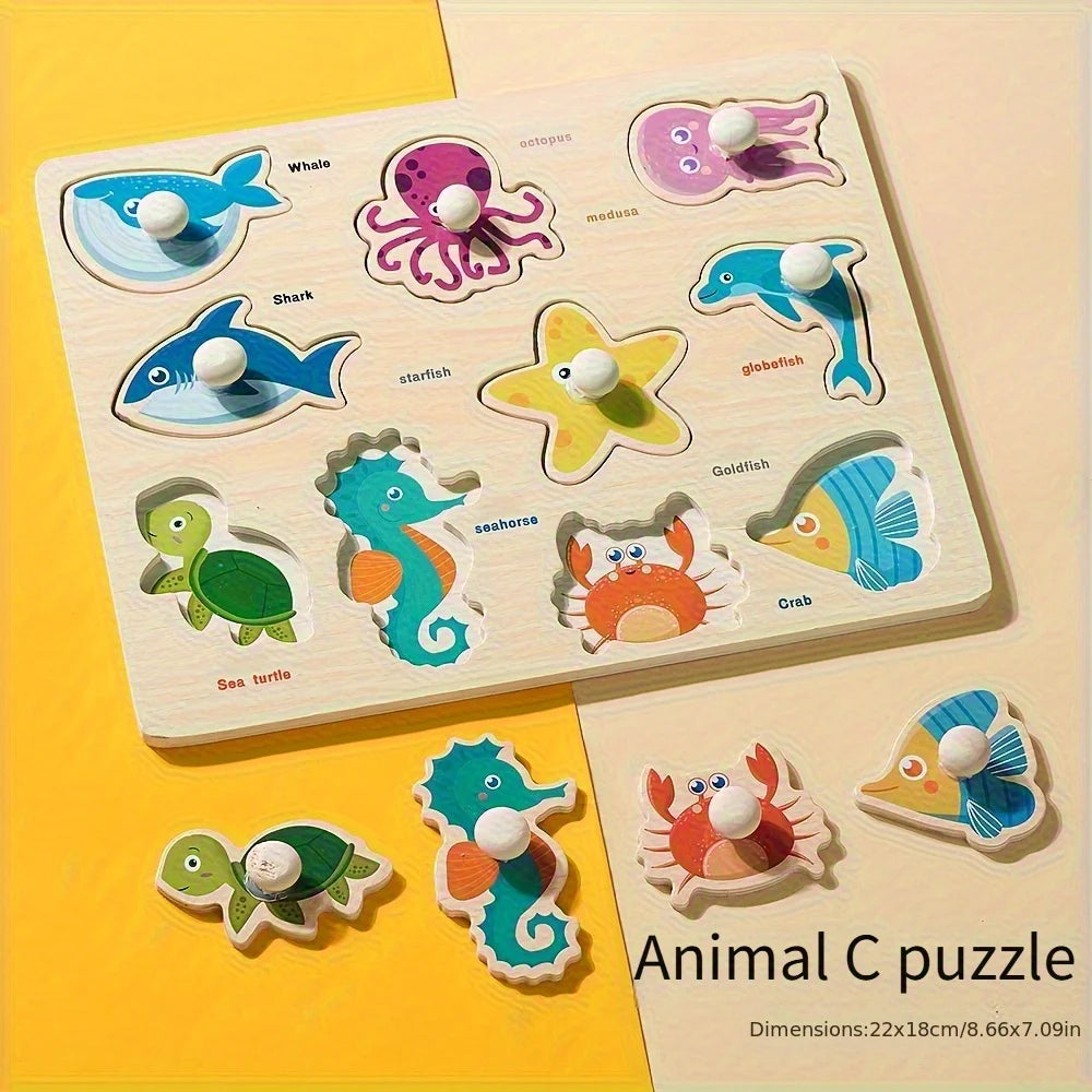 Montessori Wooden Geometry Puzzle Board Toy
