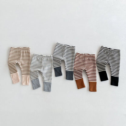 Cotton Spliced Striped Pants