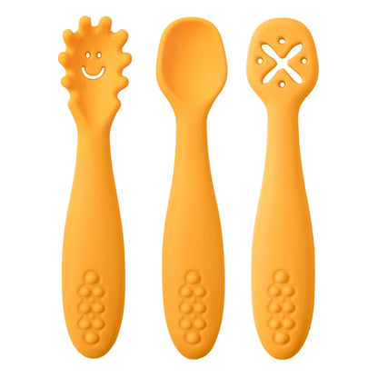 Silicone Baby Learning Spoons Feeding Utensils Set