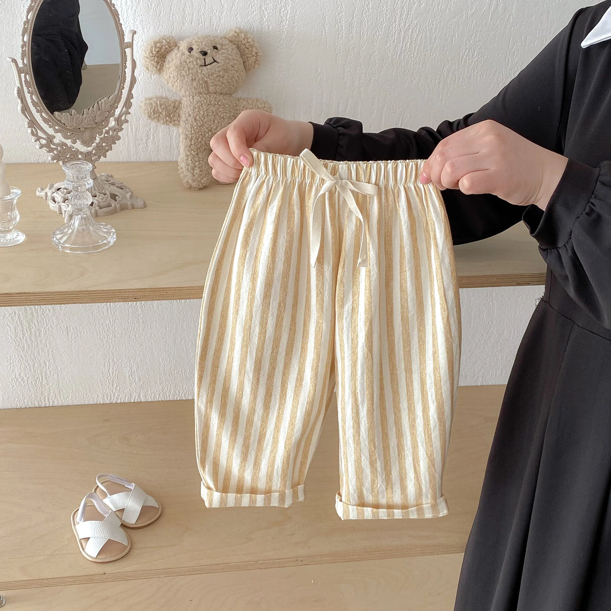 Striped Linen Cotton Harem Pants