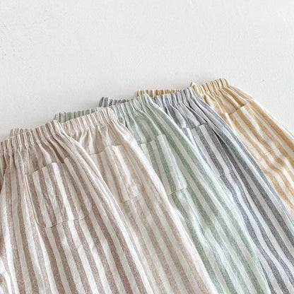 Striped Linen Cotton Harem Pants