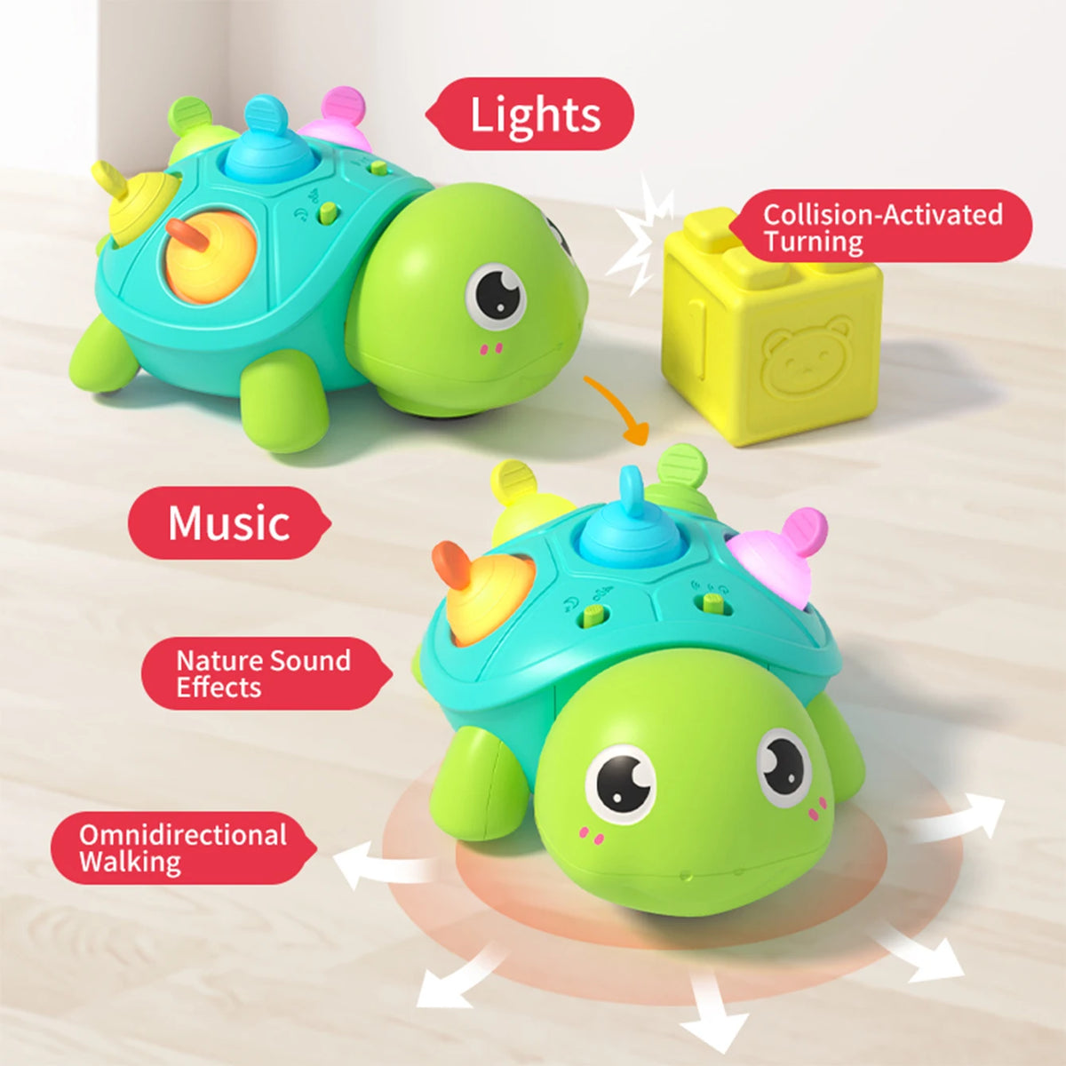 Turtle Crawling Sound Light Toy