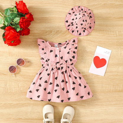 2-Piece Newborn Baby Love Print Dress set