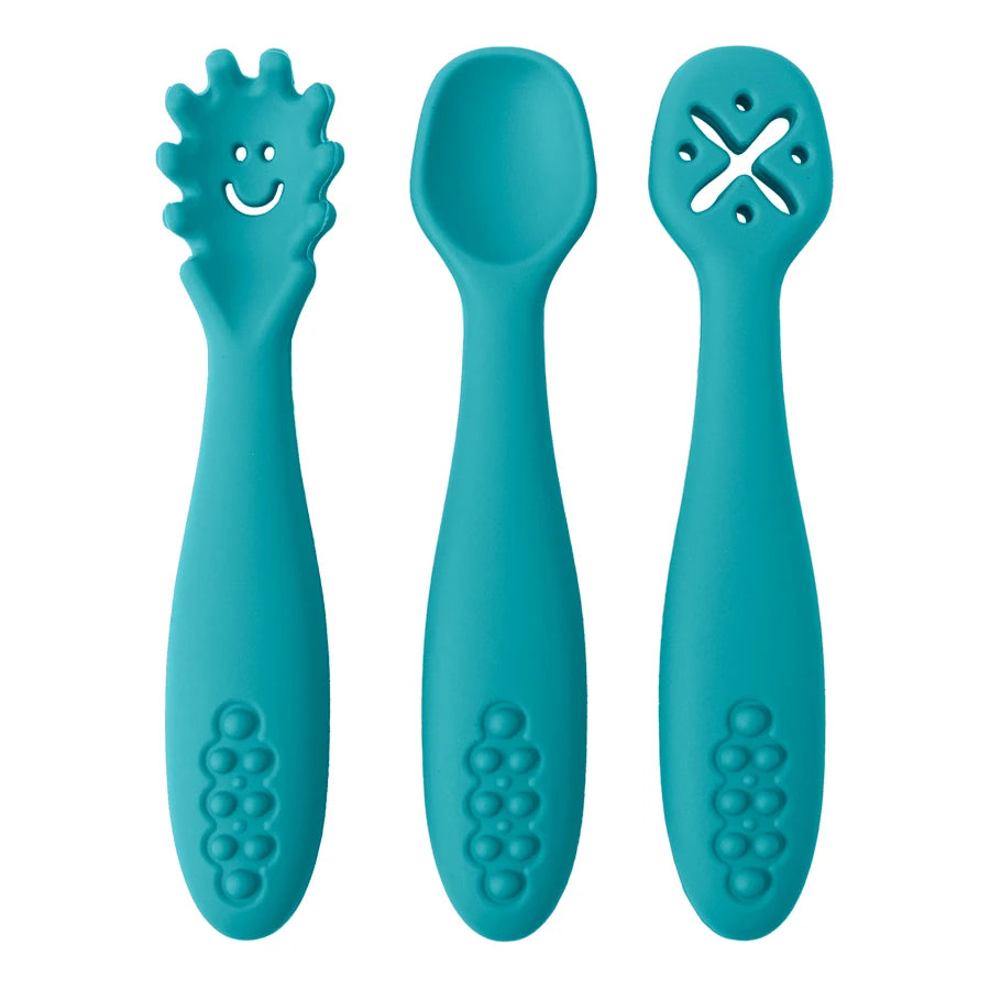 Silicone Baby Learning Spoons Feeding Utensils Set