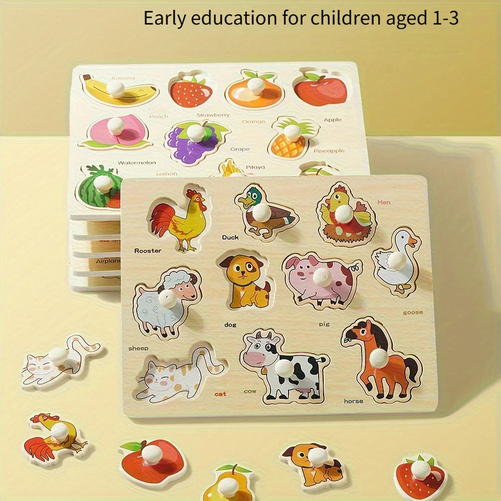Montessori Wooden Geometry Puzzle Board Toy