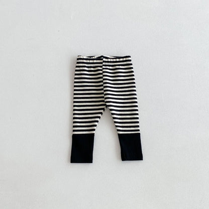 Cotton Spliced Striped Pants