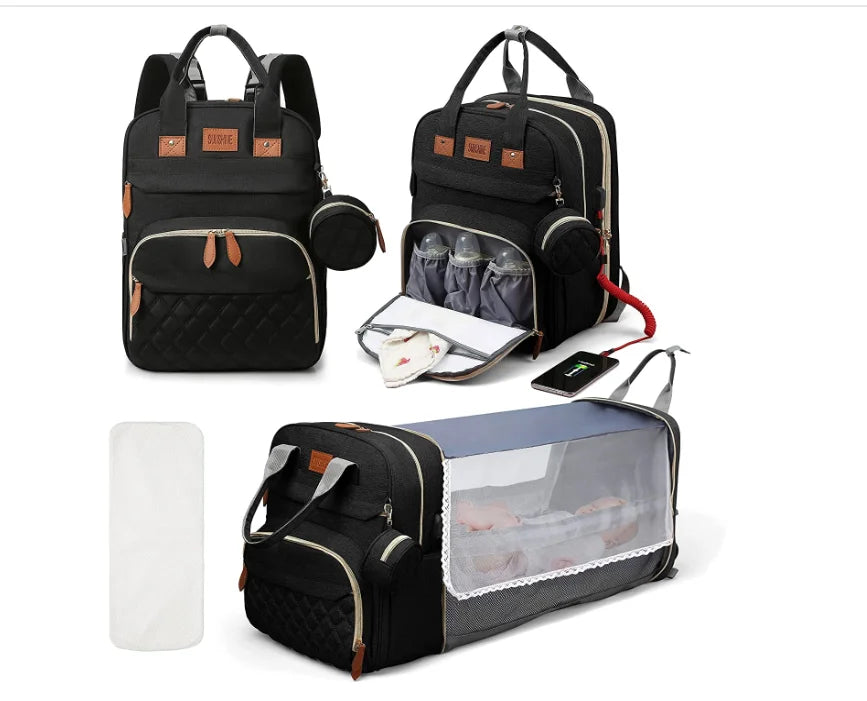 Multifunctional diaper bag backpack