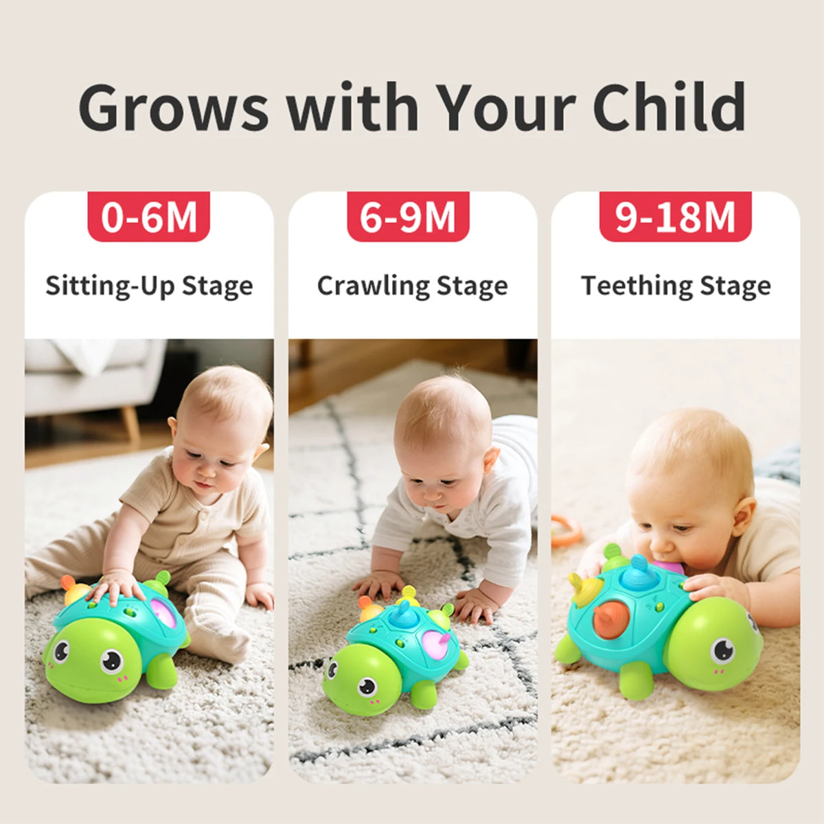 Turtle Crawling Sound Light Toy