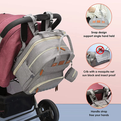 Multifunctional diaper bag backpack