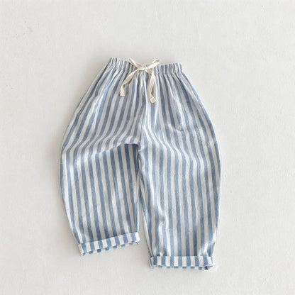 Striped Linen Cotton Harem Pants