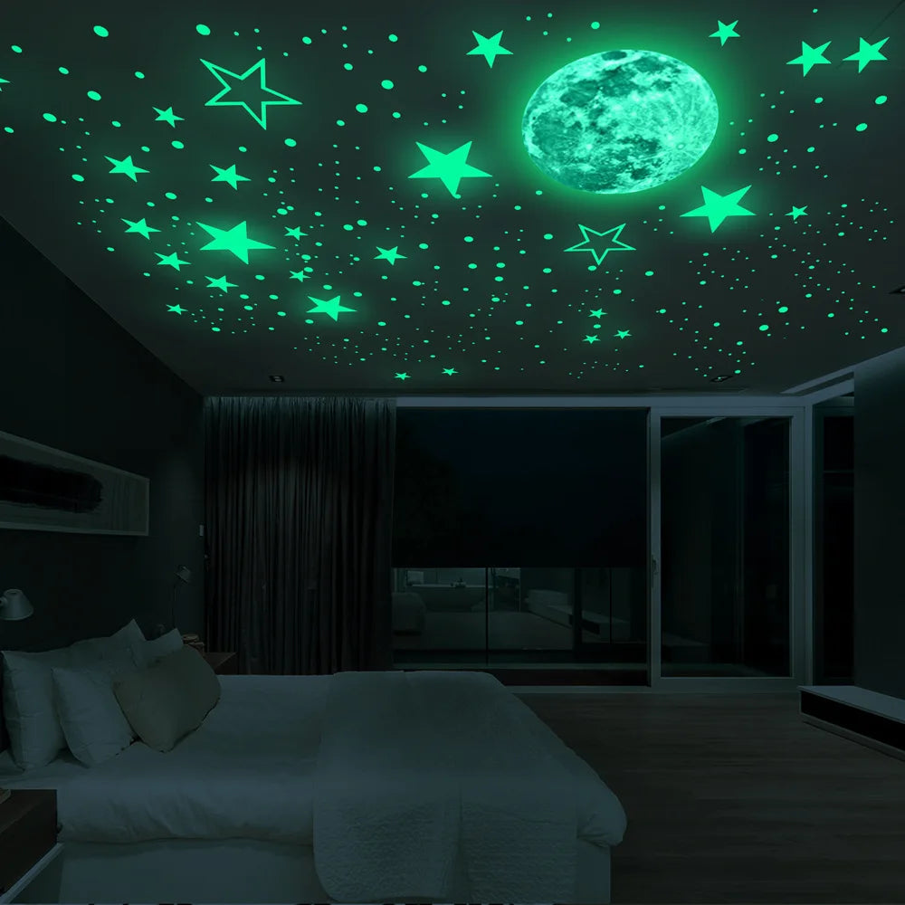Glow In Dark Moon Stars Wall Stickers