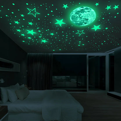 Glow In Dark Moon Stars Wall Stickers