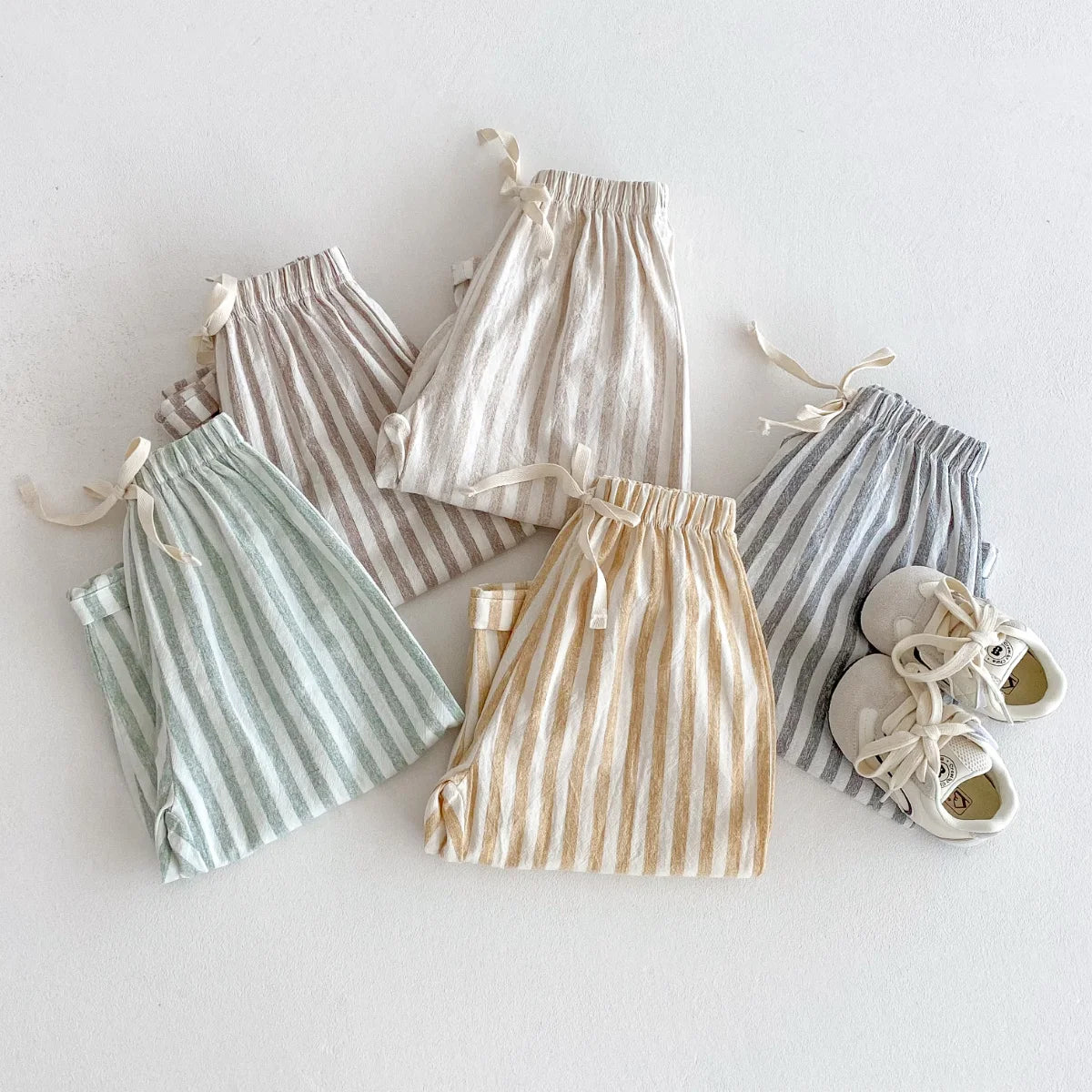 Striped Linen Cotton Harem Pants