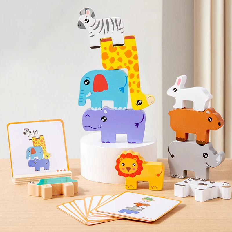 Animal Stacking Blocks Montessori Balance Puzzle Toy