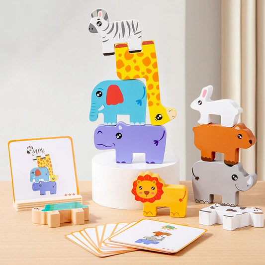Animal Stacking Blocks Montessori Balance Puzzle Toy