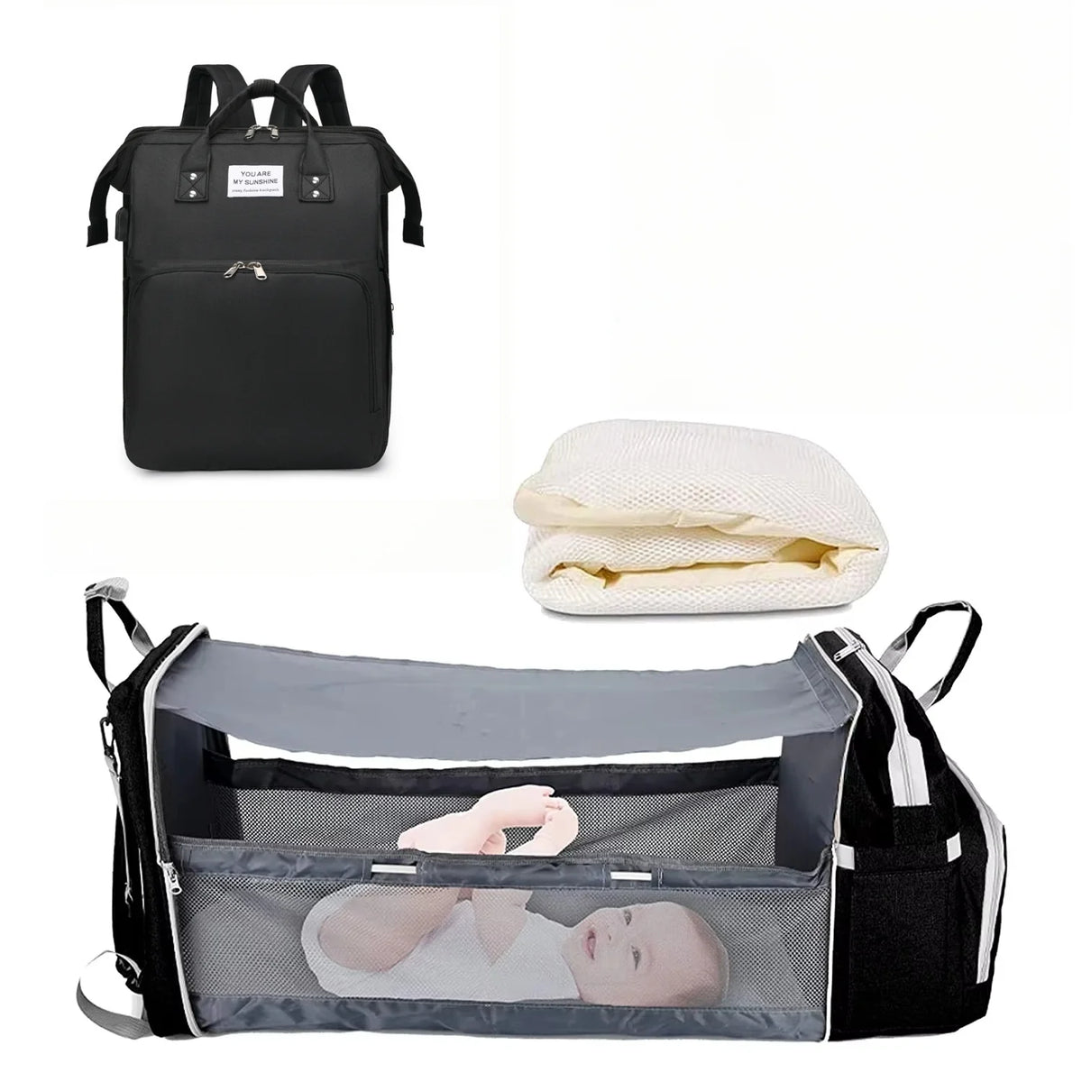 Multifunctional diaper bag backpack