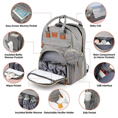 Multifunctional diaper bag backpack